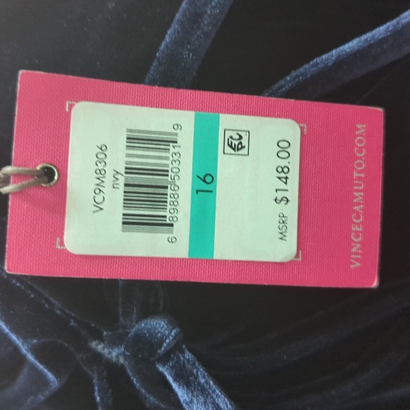 NWT Vince Camuto Velvet Elegant Navy Wrap Dress Size 16 - Picture 8 of 8